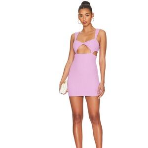 Camila Coelho Fay Mini Dress in Purple Stretch Textured Knit Cut-out Sexy Medium